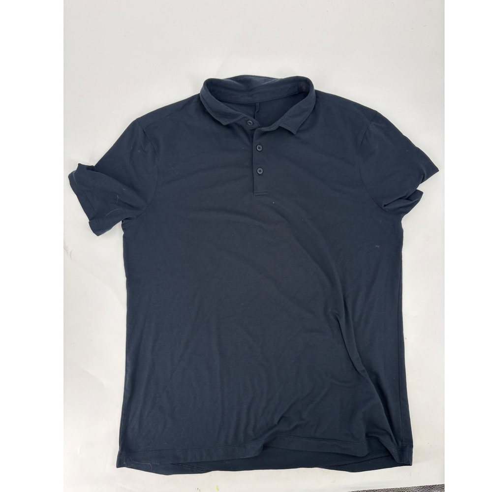 Lululemon Evolution Polo Shirt Mens Navy Blue Short Sleeve Golf Top Size L